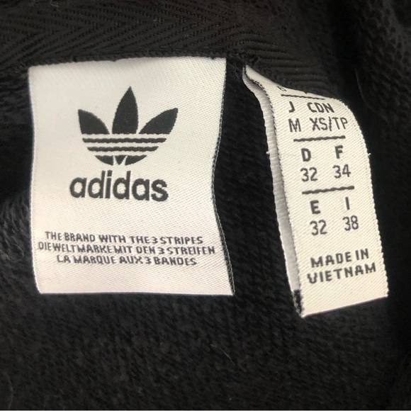 Adidas 3 stripes short hoodie-women- size xs-black and white - Picture 3 of 4